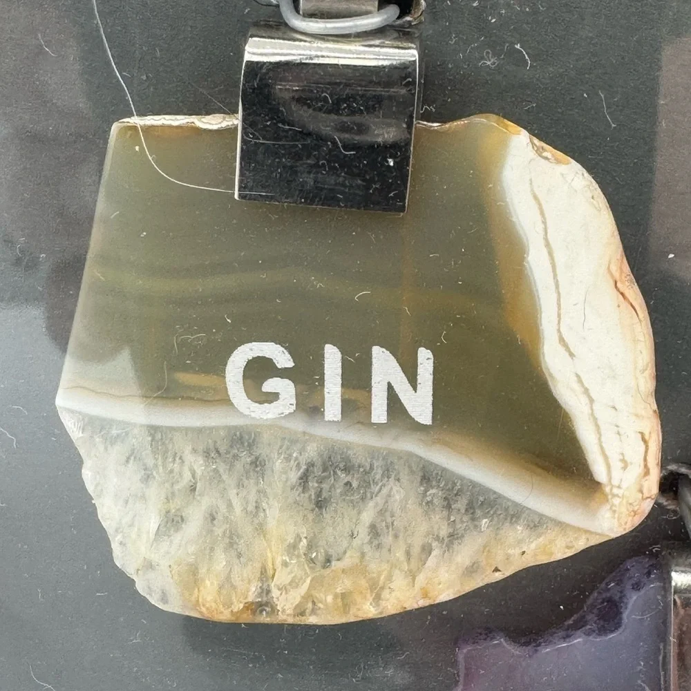 NWT Set of 4 Godinger Agate Liquor Tags Double Sided